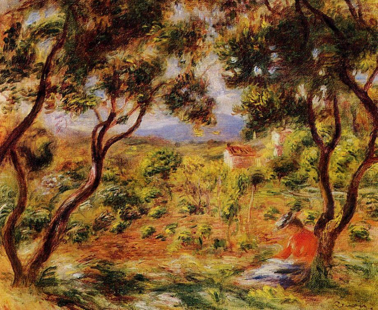 The Vineyards of Cagnes - Pierre-Auguste Renoir painting on canvas